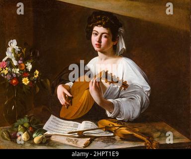 Michelangelo Merisi da Caravaggio, il Lute Player, pittura, olio su tela, circa 1595 Foto Stock