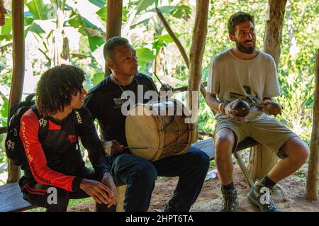 Strumenti musicali indigeni Kogi in Sierra Nevada de Santa Marta in Colombia Foto Stock