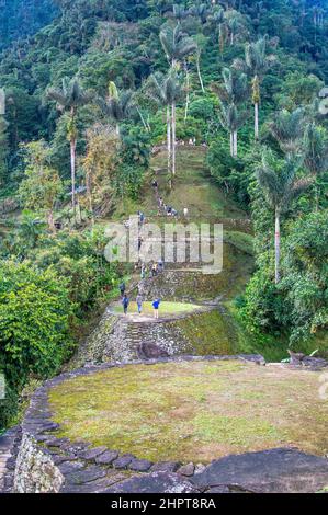 Vista sulle terrazze della Città perduta/Ciudad Perdida in Colombia Foto Stock