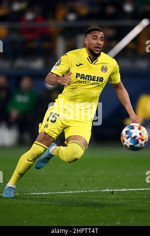 Villarreal, Spagna. 22 febbraio 2022. Araut Danjuma di Villarreal CF in azione durante il round della UEFA Champions League di sedici partite di calcio di prima tappa tra Villarreal CF e Juventus FC. Credit: Nicolò campo/Alamy Live News Foto Stock