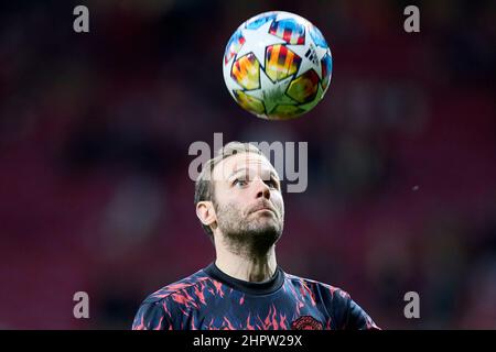 Madrid, Madrid, Spagna. 23rd Feb 2022. JUAN MATA di Manchester United durante la partita di calcio della Champions League tra Atletico de Madrid e Manchester United al Wanda Metropolitano Stadium di Madrid, Spagna, 23 febbraio 2022 (Credit Image: © Ruben Albarran/ZUMA Press Wire) Foto Stock