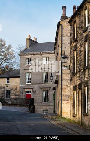 Greycourt una casa georgiana a St Mary's Gate, St Mary's Parade e Nip Hill presso le case in pietra arenaria del Castello, Lancaster, Lancashire, Inghilterra, Regno Unito Foto Stock