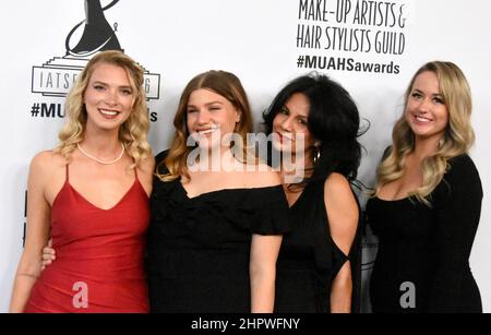 Beverly Hills, California, Stati Uniti d'America 19th Feb 2022 James Elle, Darlene Spencer, Lisa Long e Stephanie Paugh partecipano al Ninth annuale Make-up Artists & Hair stylisters Guild Awards al Beverly Hilton Hotel il 19 Febbraio 2022 a Beverly Hills, California, Stati Uniti. Foto di Barry King/Alamy Stock Foto Foto Stock