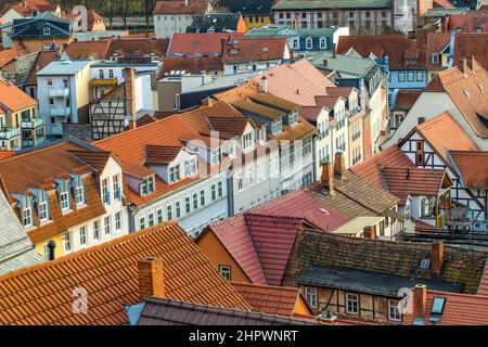 Vista della città vecchia di Rudolstein nel Land della Turingia Foto Stock