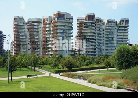 Appartamento residenziale di Arata Isozaki, quartiere CityLife, Milano, Lombardia, Italia Foto Stock