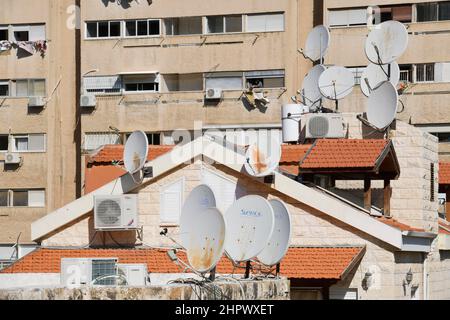 Satellite piatti, Haifa, Israele Foto Stock