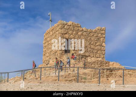 Torre al Palazzo Nord, Fortezza, rovine di Masada, Israele Foto Stock