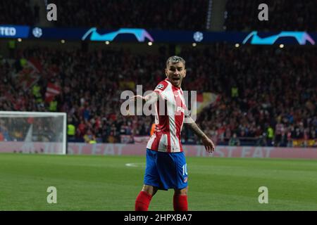 Madrid, Spagna. 23rd Feb 2022. Correa.null partita tra Atlético de Madrid e Manchester United con goal di Joao Felix ed Elanga. Ingresso completo (circa 68.000 persone). (Foto di Jorge Gonzalez/Pacific Press) Credit: Pacific Press Media Production Corp./Alamy Live News Foto Stock