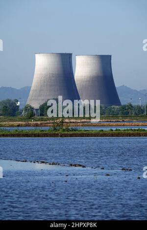 Italia, Piemonte, Trino, disuso centrale nucleare Foto Stock