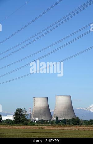 Italia, Piemonte, Trino, disuso centrale nucleare Foto Stock