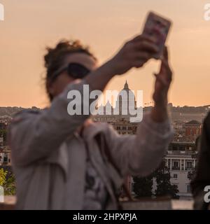 Italia, Lazio, Roma, paesaggio urbano dalla Terrazza del Pincio Foto Stock