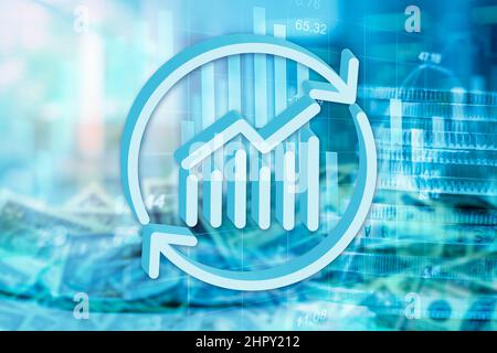 Astratto sfondo sfocato, imprese e finanza, crisi economica Foto Stock