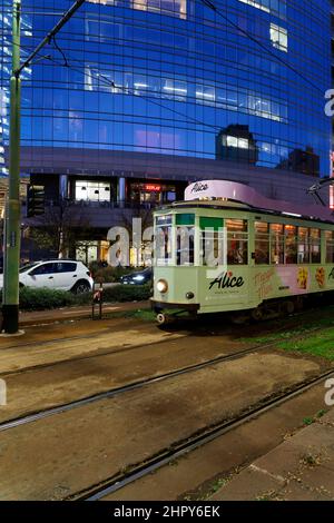 Quartiere porta Nuova in serata, Milano centro, Lombardia, Italia, Europa Foto Stock