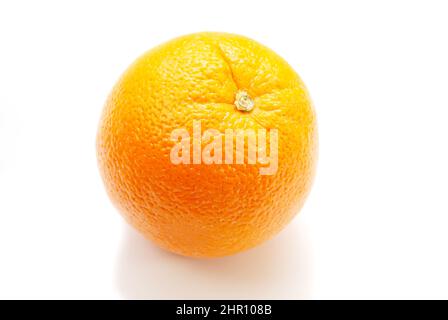 Un arancio fresco Juicy su sfondo bianco Foto Stock