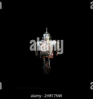 robot isolato su sfondo nero 3d illustrazione Foto Stock
