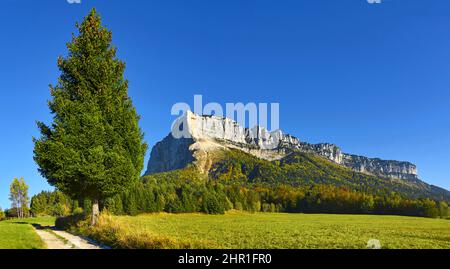 Massiccio di montagna le Granier al parco naturale di Chartreuse, Francia, Savoia, Entremont le Vieux Foto Stock