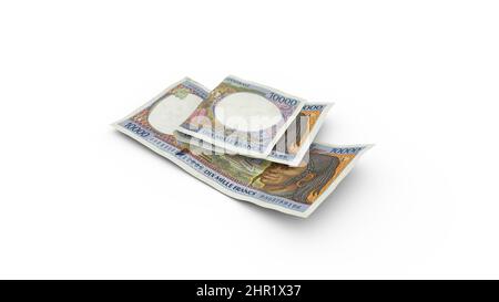 3D rendering del doppio 10000 centrafricano CFA froc note con ombre Foto Stock