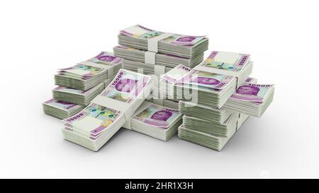 Pacchetti di 10000 banconote di franco CFA dell'Africa centrale. 3D emissione di mazzi di banconote Foto Stock