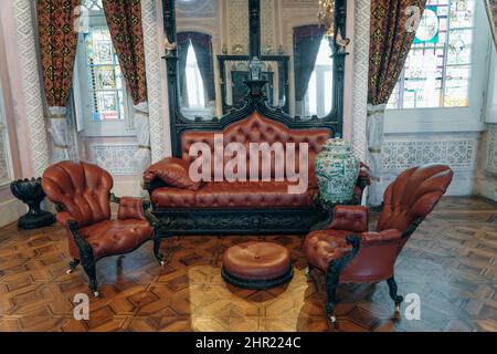 La Grande Sala all'interno del Palazzo Romantico pena. Queluz, Portogallo - Dic, 2021 Foto Stock