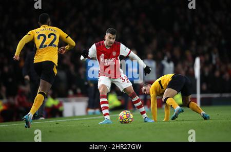 Londra, Regno Unito. 24th Feb 2022. Gabriel Martinelli (A) alla partita Arsenal contro Wolves EPL, presso l'Emirates Stadium di Londra, Regno Unito, il 24 febbraio 2022. Credit: Paul Marriott/Alamy Live News Foto Stock