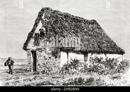 Interno del capanno Garibaldi dove si rifugiò la notte tra il 6th e il 7th agosto 1849, pineta di San vitale, Ravenna, Emilia Romagna. Italia. Viaggio da Ravenna a Otranto con Charles Yriarte Foto Stock