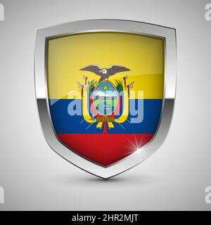 EPS10 Vector Patriotic Shield con bandiera dell'Ecuador. Un elemento di impatto per l'uso che si desidera fare di esso. Illustrazione Vettoriale