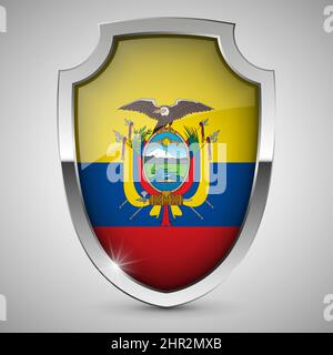 EPS10 Vector Patriotic Shield con bandiera dell'Ecuador. Un elemento di impatto per l'uso che si desidera fare di esso. Illustrazione Vettoriale