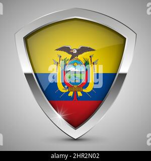 EPS10 Vector Patriotic Shield con bandiera dell'Ecuador. Un elemento di impatto per l'uso che si desidera fare di esso. Illustrazione Vettoriale