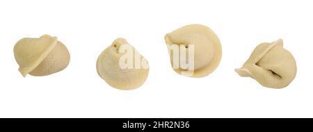Gnocchi, pelmeni, ravioli - isolati su bianco con percorso di taglio Foto Stock