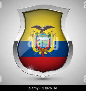 EPS10 Vector Patriotic Shield con bandiera dell'Ecuador. Un elemento di impatto per l'uso che si desidera fare di esso. Illustrazione Vettoriale