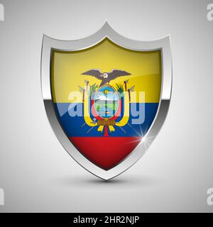 EPS10 Vector Patriotic Shield con bandiera dell'Ecuador. Un elemento di impatto per l'uso che si desidera fare di esso. Illustrazione Vettoriale