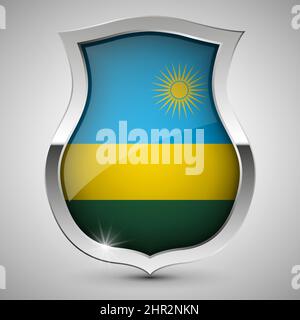 EPS10 Vector scudo patriottico con bandiera del Ruanda. Un elemento di impatto per l'uso che si desidera fare di esso. Illustrazione Vettoriale