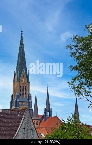 Vista esterna della facciata in mattoni della Cattedrale di San Pietro in Schleswig, Schleswig-Holstein, Germania Foto Stock