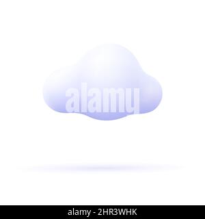 Nuvola bianca. 3d icona vettore. Stile minimal cartoon. Illustrazione Vettoriale