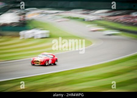 Red Shelby Cobra corre al Goodwood Revival 2021 a Chichester, Regno Unito Foto Stock