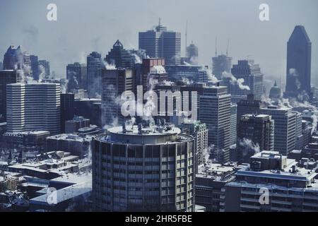 Città di Montreal durante una striscia fredda. Foto Stock