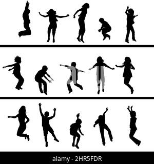 Collezioni di silhouette jumping bambini Illustrazione Vettoriale