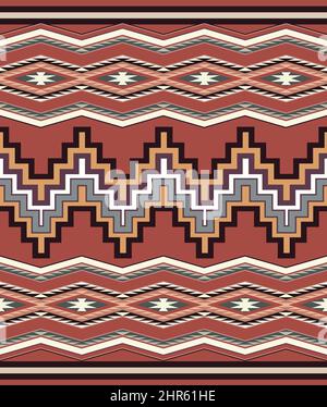 Modello Navajo senza cuciture originale realizzato in vettore. Design geometrico. Tappeto Tribal Southwestern nativo americano navajo in colori reali. Ornamento etnico. Illustrazione Vettoriale