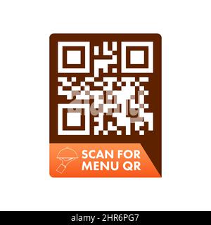 Eseguire la scansione del menu e dell'ordine. Icona scansione codice QR. Servizio clienti. Illustrazione dello stock vettoriale. Illustrazione Vettoriale