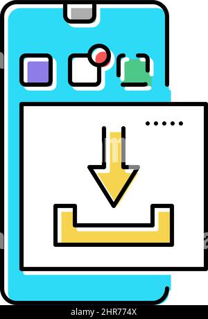 scarica l'app per telefono cellulare ugc immagine vettoriale dell'icona a colori Illustrazione Vettoriale
