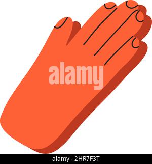 Le mani in preghiera disegnate in una semplice icona a forma di linea con pelle colorata in stile scandinavo piatto. Il concetto di preghiera Illustrazione Vettoriale