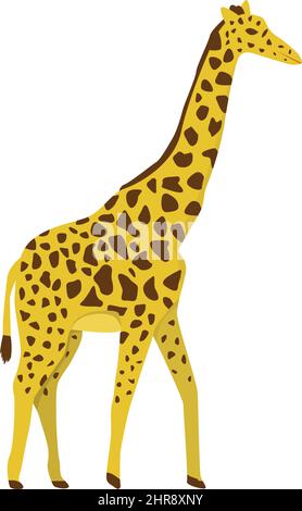 Giraffa africana in stile piatto isolato su sfondo bianco Illustrazione Vettoriale