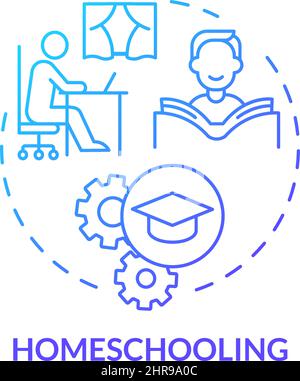 Icona del concetto di gradiente blu homeschooling Illustrazione Vettoriale