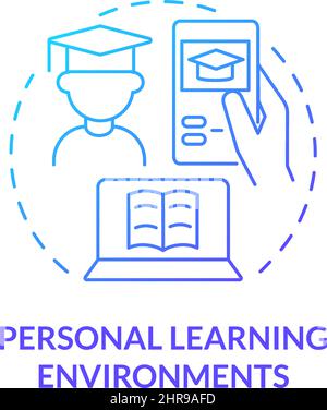 Icona del concetto di gradiente blu per gli ambienti di apprendimento personali Illustrazione Vettoriale