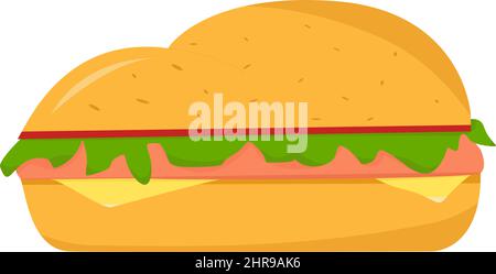 Sandwich con salsiccia, formaggio e lattuga isolato su sfondo bianco Illustrazione Vettoriale