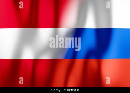 Bandiere di Austria e Russia - illustrazione 3D Foto Stock