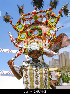 Zulu Rickshaw estrattore, Durban, KwaZulu-Natal, Repubblica del Sud Africa Foto Stock