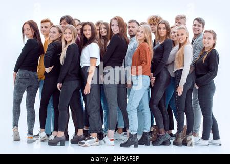 un grande gruppo di giovani casual che stanno insieme Foto Stock