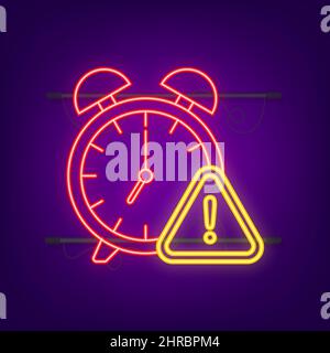 Icona al neon vintage con allarme rosso sui mezzitoni. Icona della campana di notifica. Illustrazione Vettoriale