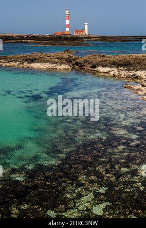 Faro di El Cotillo, la Oliva, Fuerteventura, Isole Canarie, Spagna Foto Stock